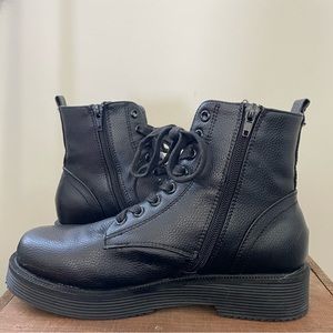 ASOS Chunky platform lace up black combat boots with zipper